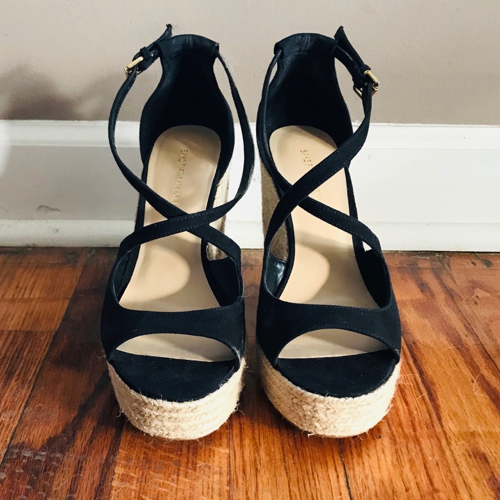 🆕 SAKS 5th Avenue Suede Platform Espadrilles SZ 7